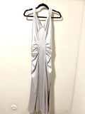 Silver Satin Formal Dress