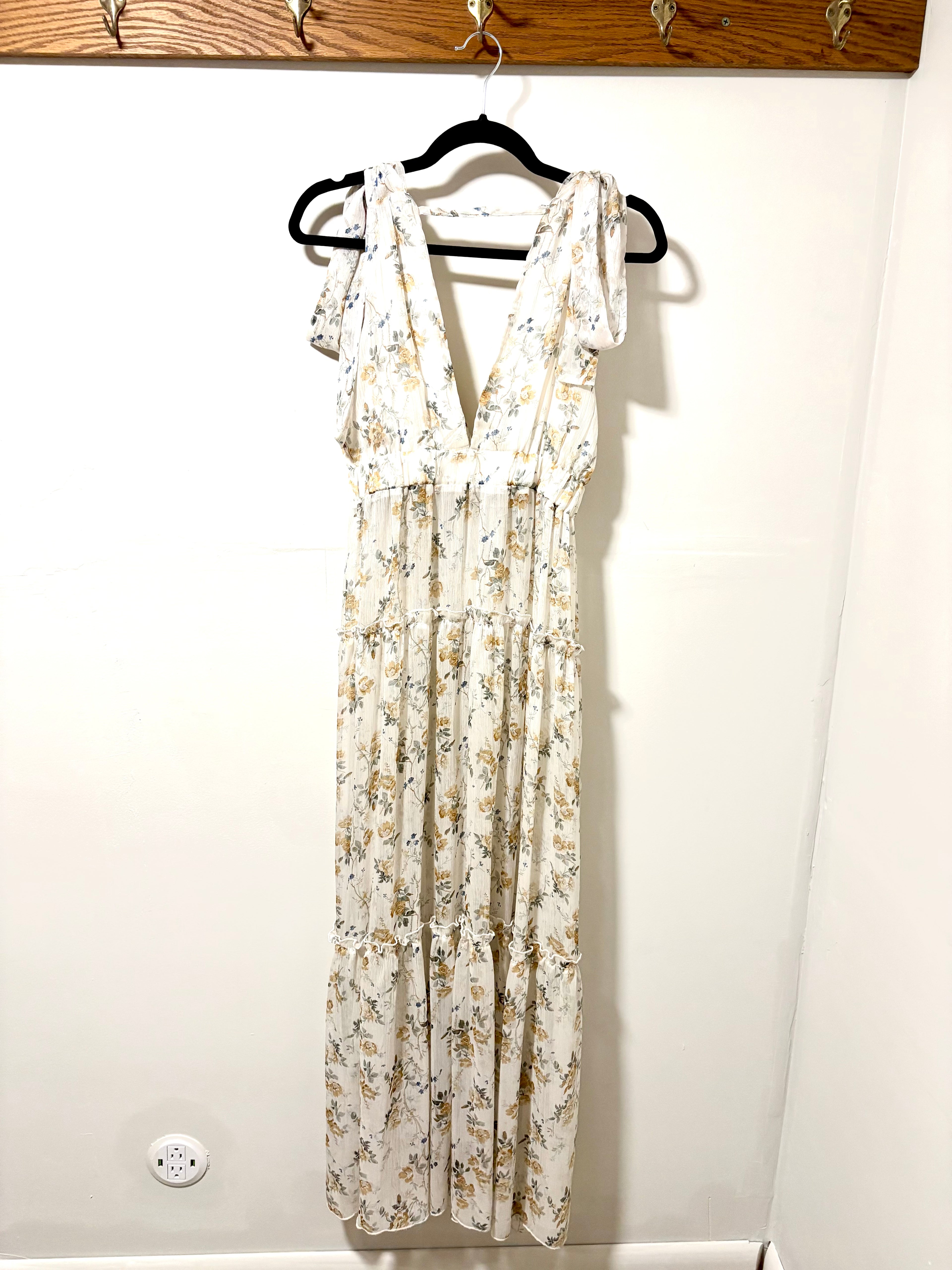 Floral Sheer Peasant Dress