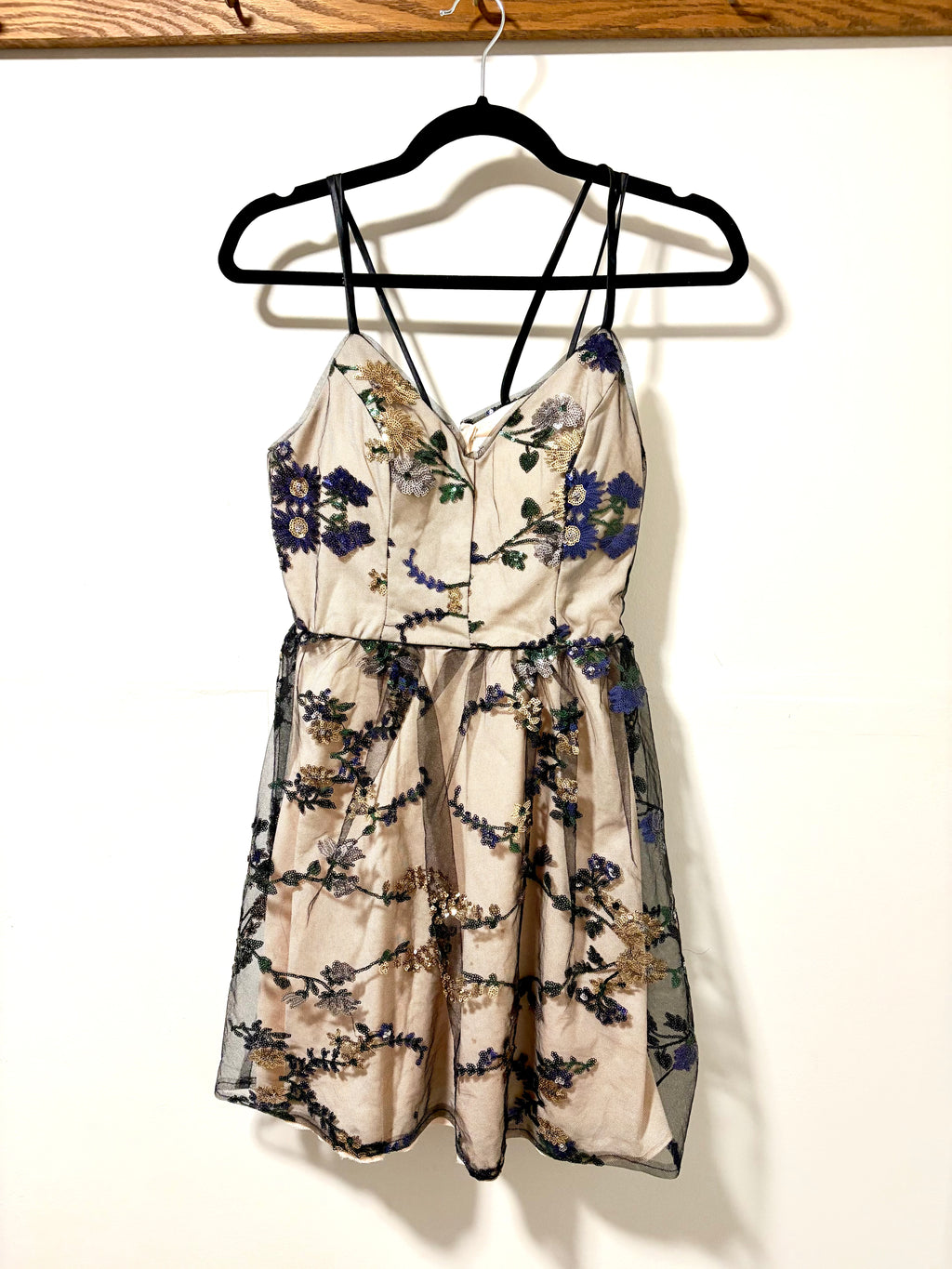 Short Sequin Floral Homecoming Dress