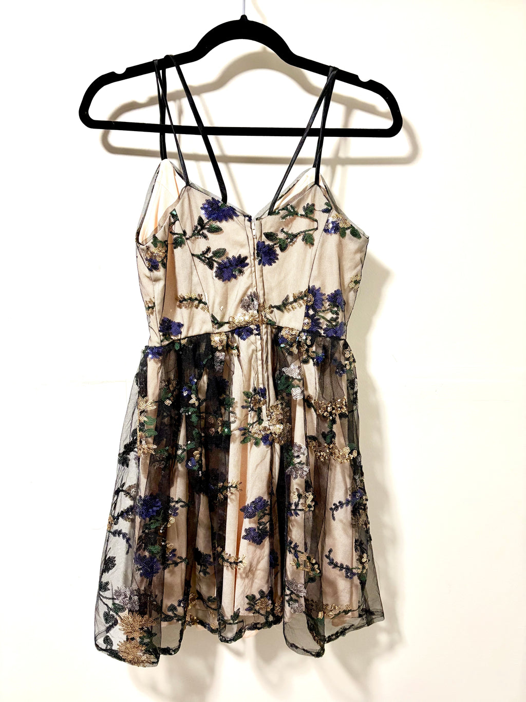 Short Sequin Floral Homecoming Dress