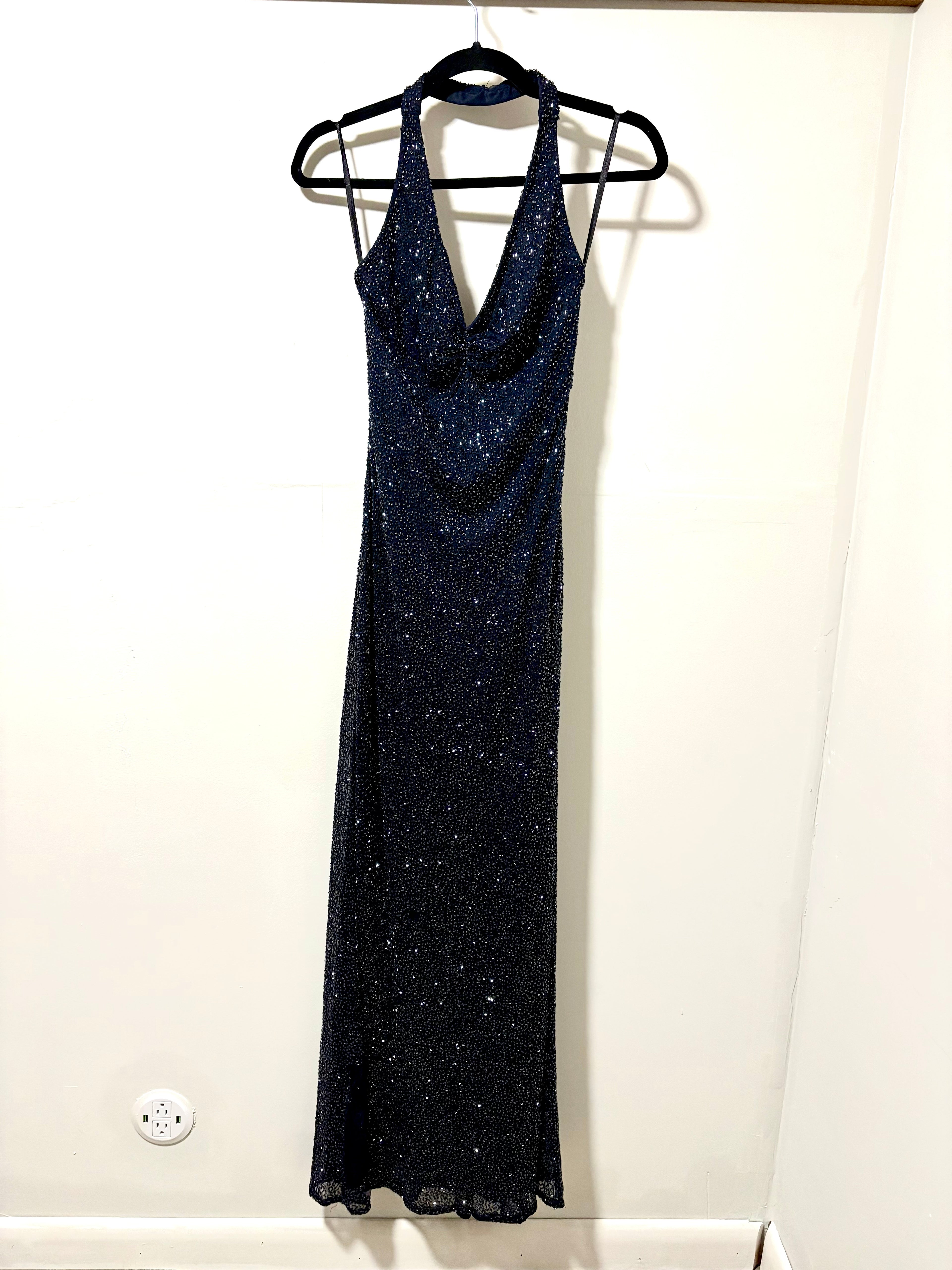 Navy Sequin Formal Gown