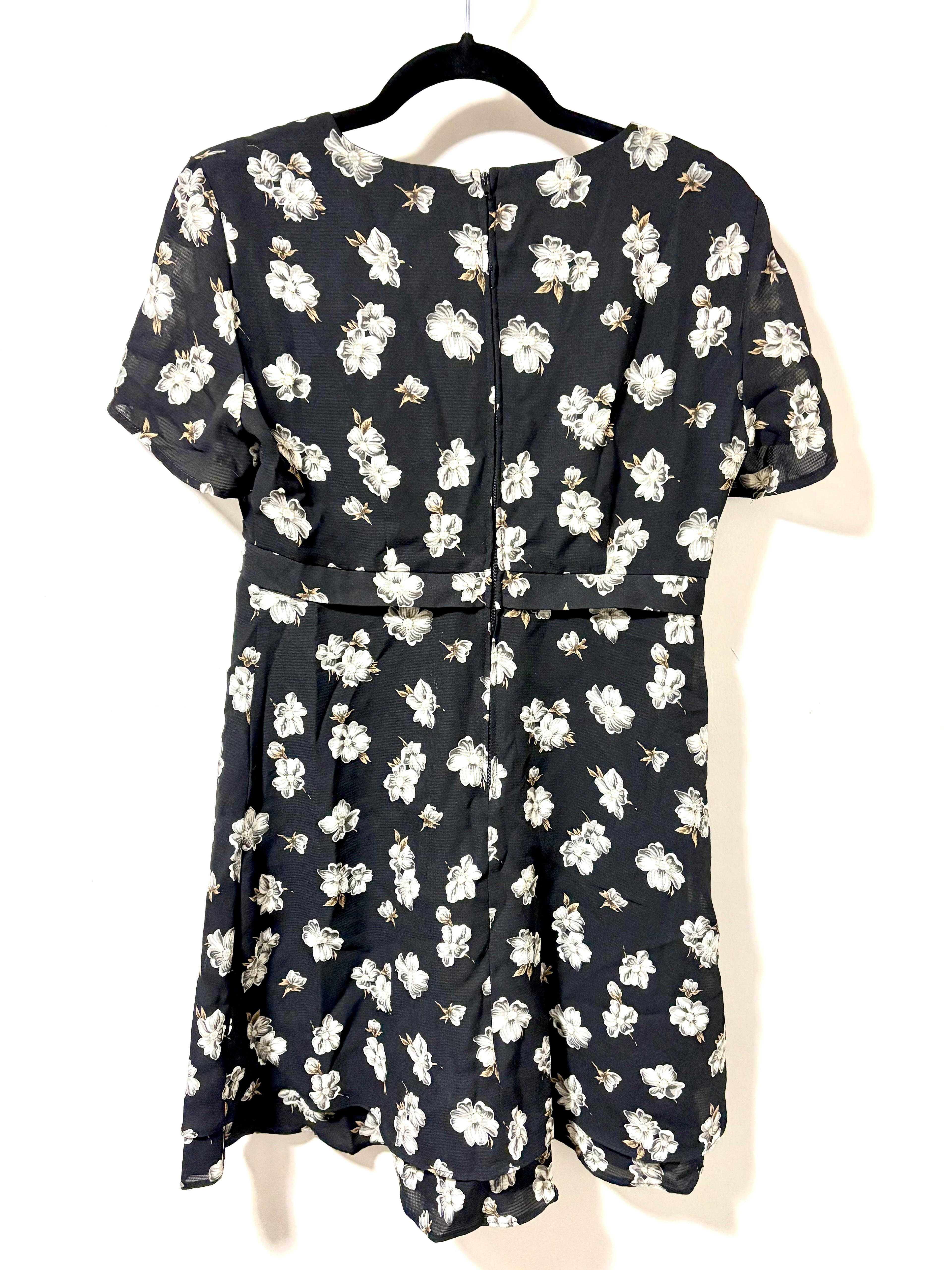 Black Floral Babydoll Dress