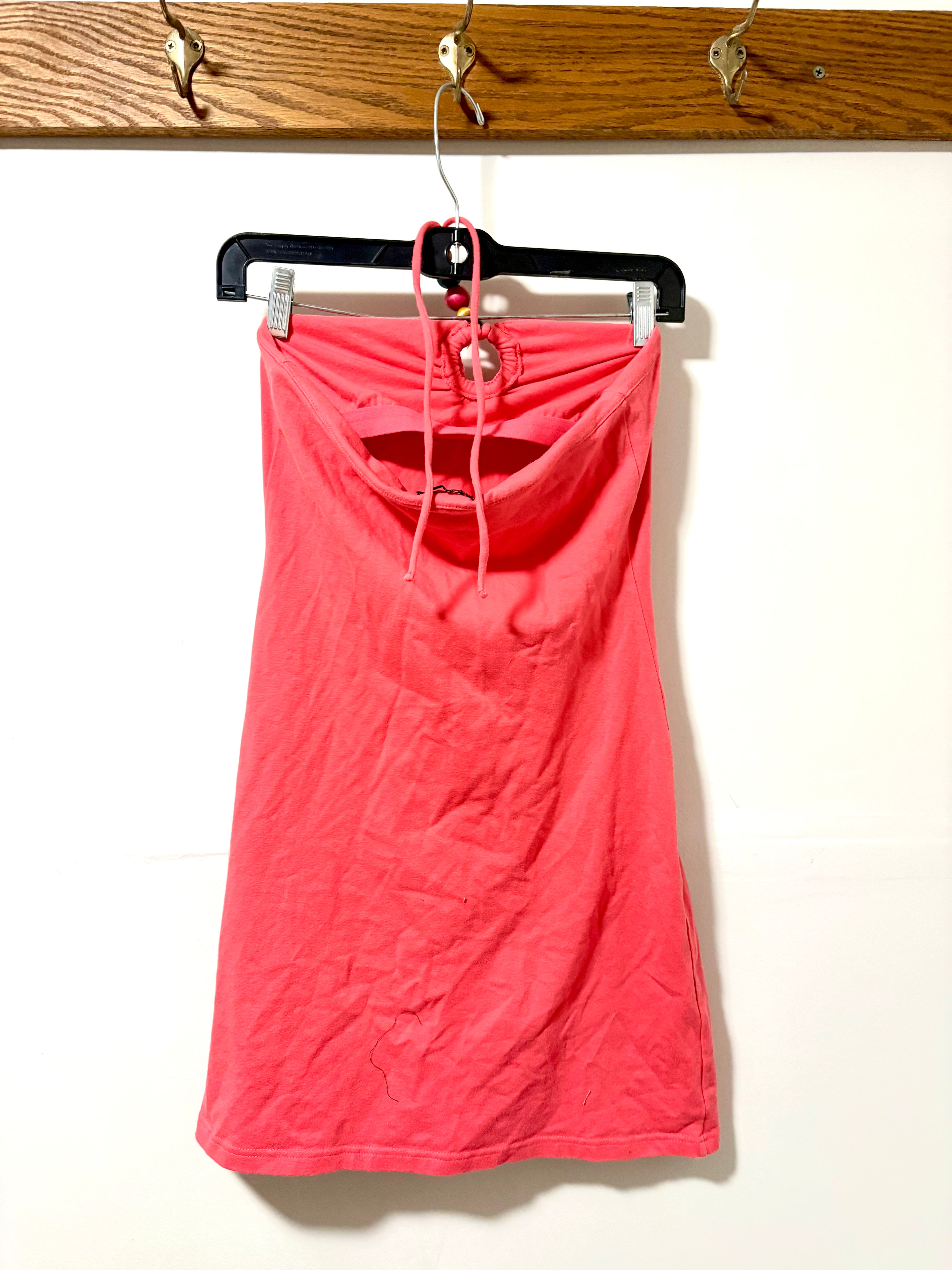 Pink Knit Tropical Mini Dress