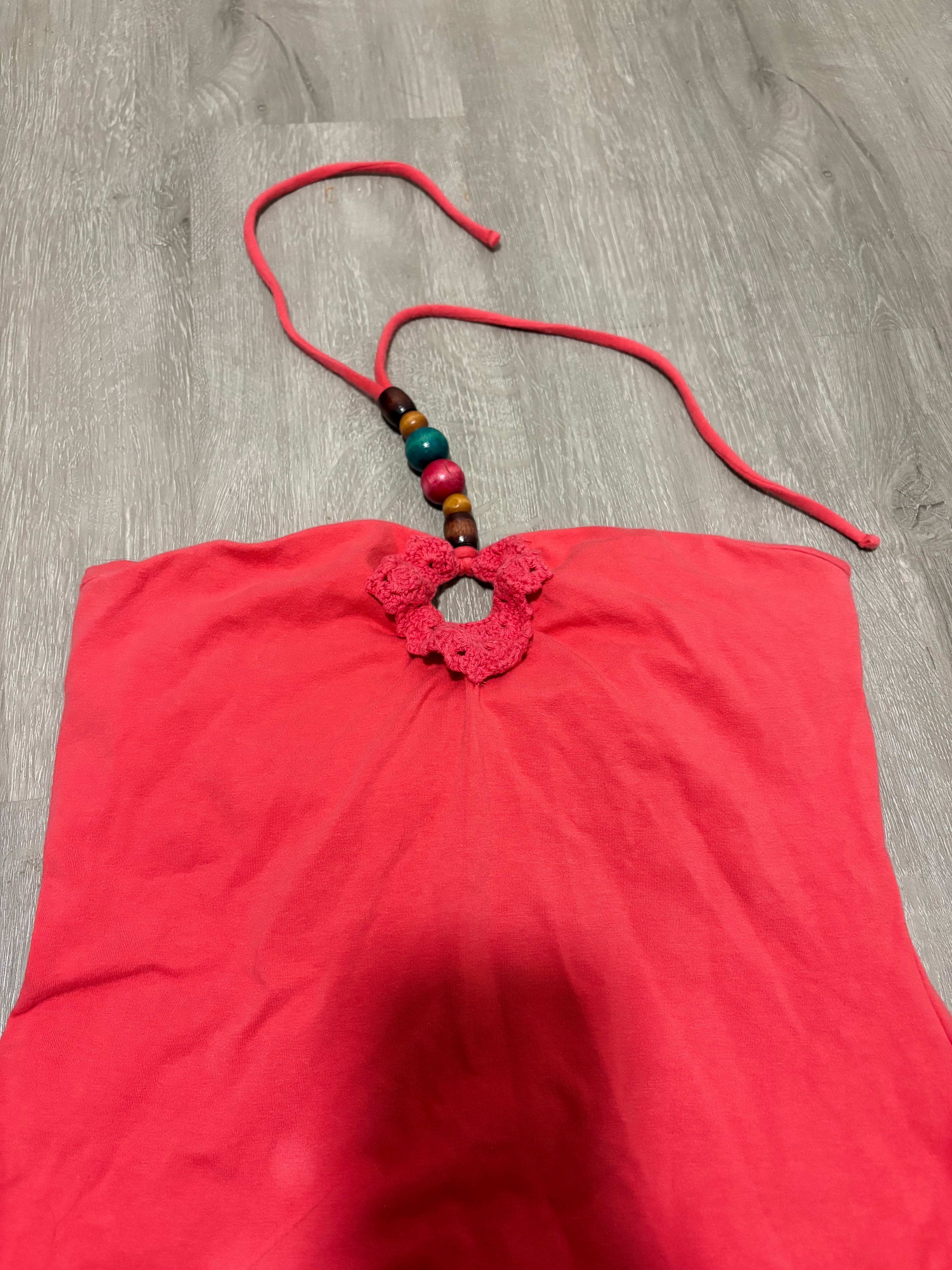 Pink Knit Tropical Mini Dress