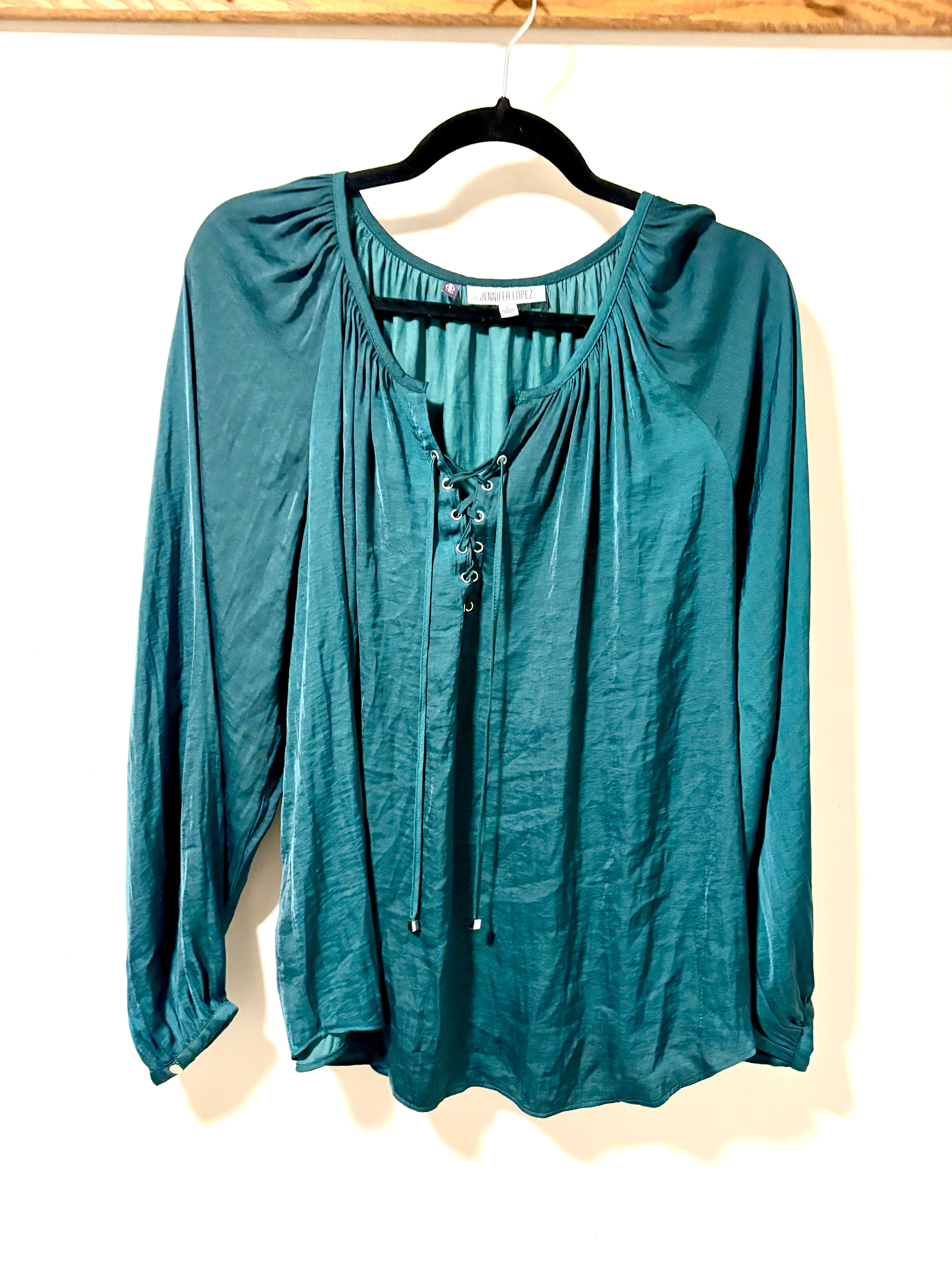 Emerald Green Satin Blouse