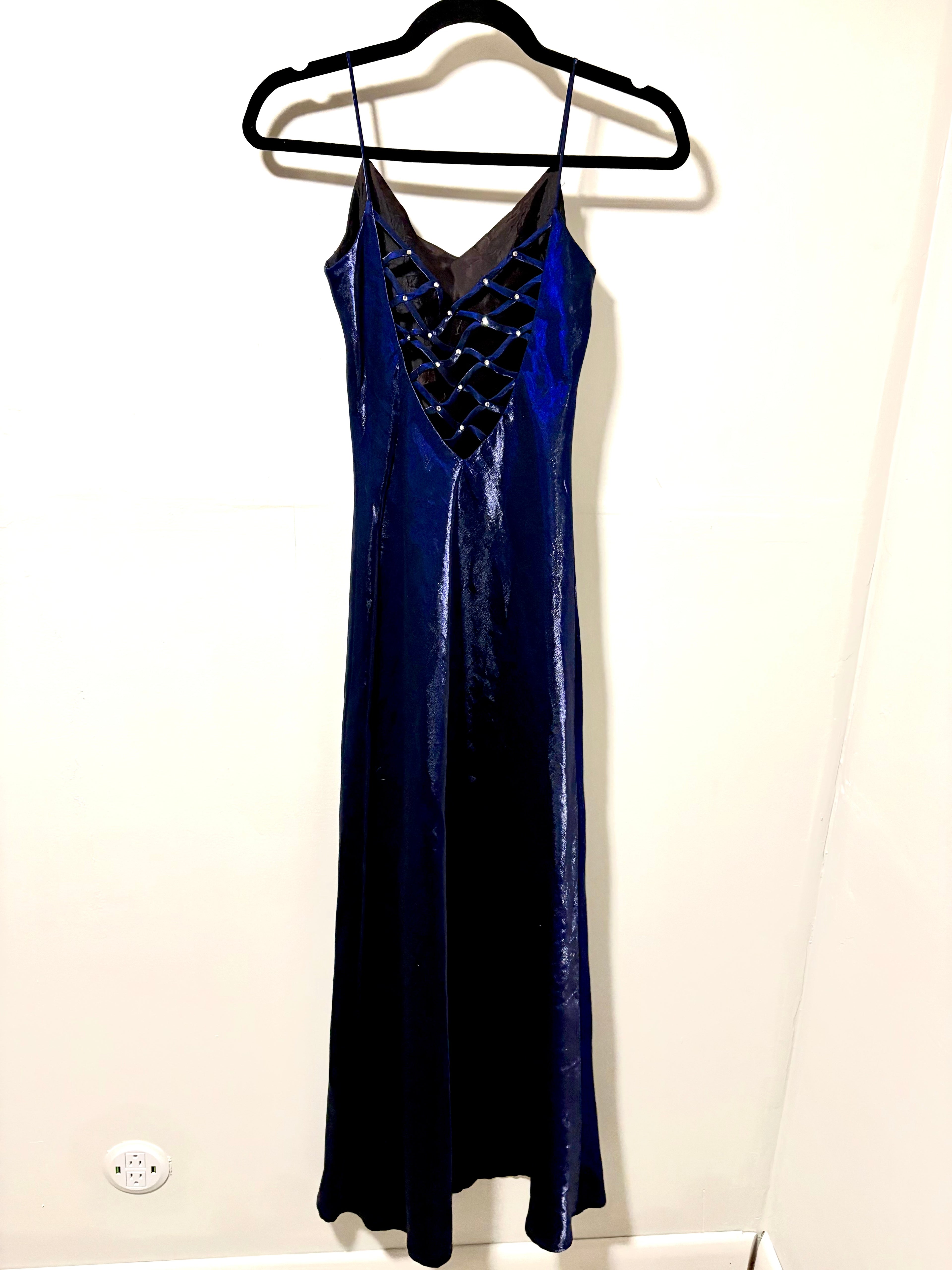 Navy Satin Gown