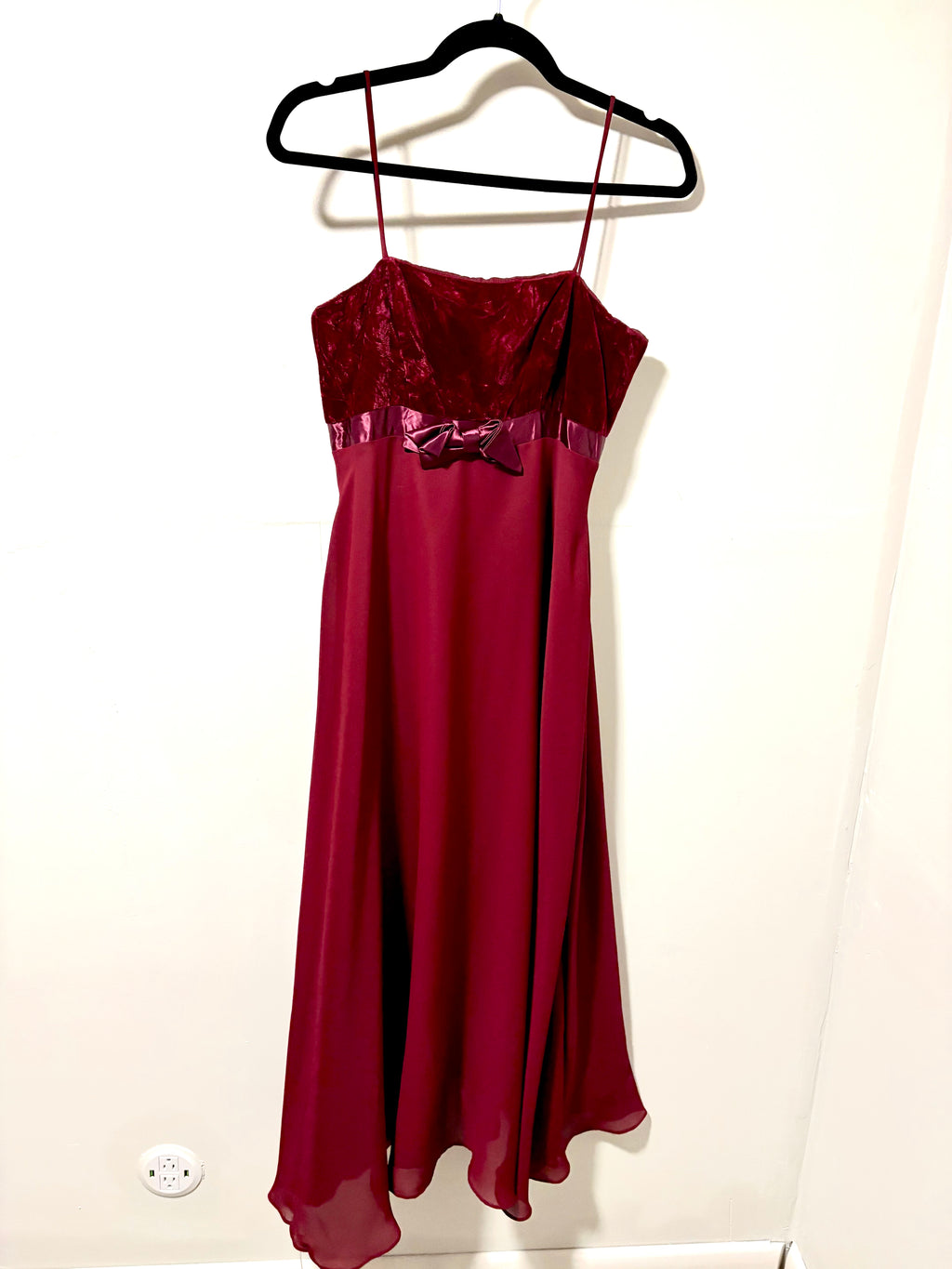 Burgundy Chiffon and Velvet Holiday Dress