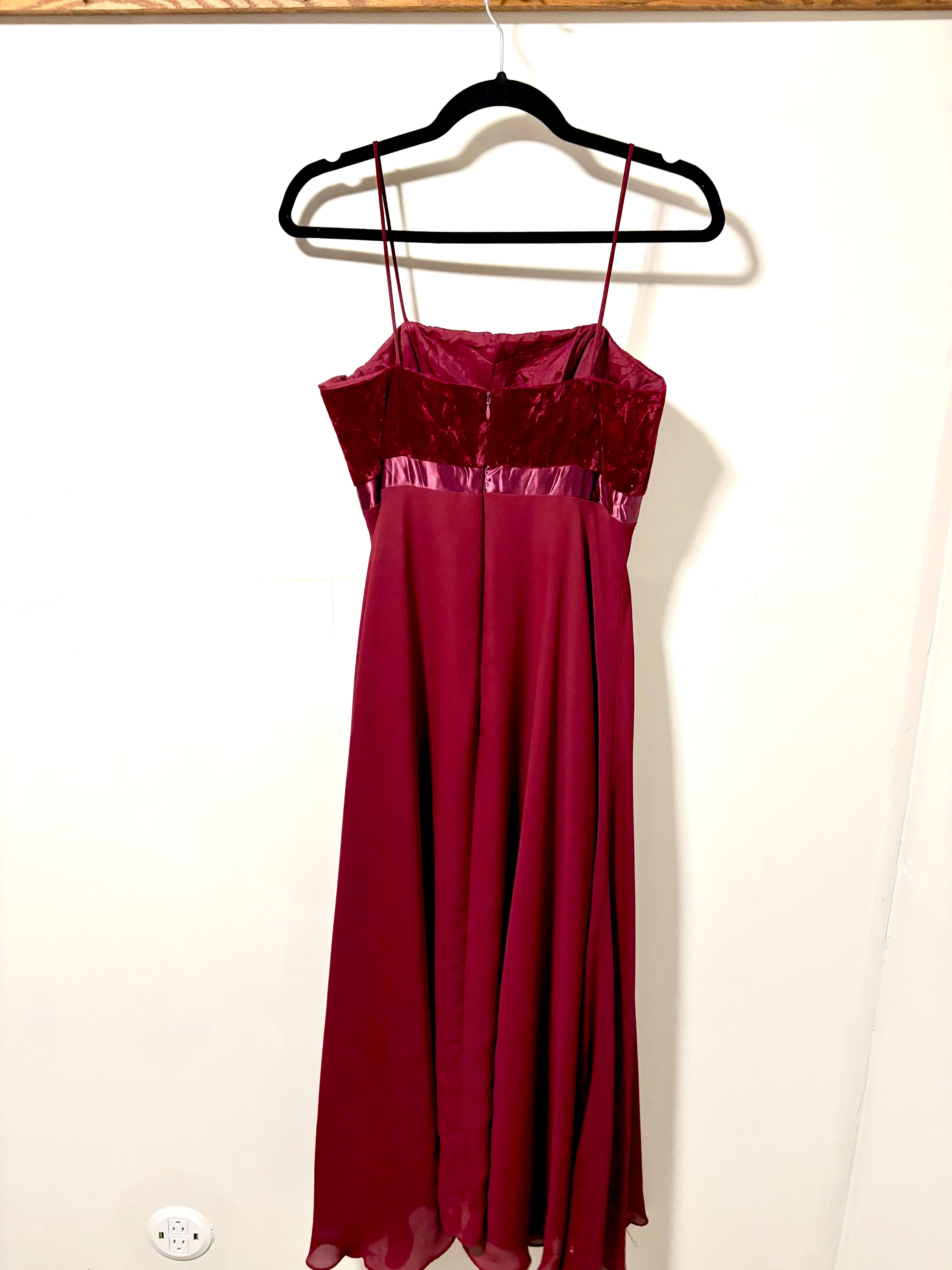 Burgundy Chiffon and Velvet Holiday Dress