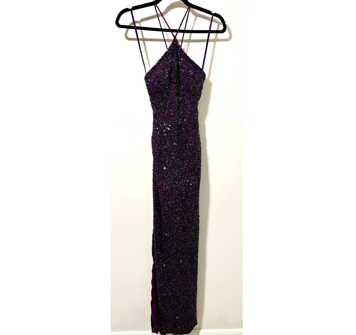 Dark Purple Sequin Gown